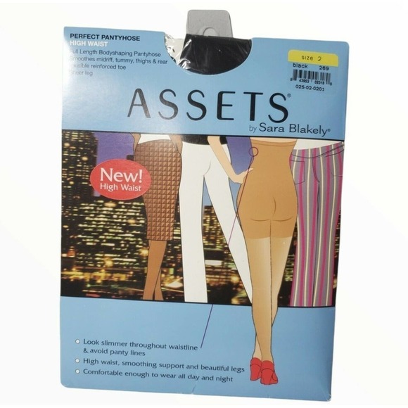 Assets by Sara Blakely Spanx Perfect Bodyshaping Pantyhose Black Size 2 New - Picture 1 of 3